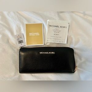 Michael Kors Black Leather Zip-Around Wallet